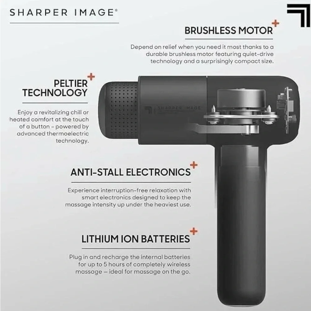 Sharper Image Pro+ Hot & Cold Percussion Massage Gun- 6 Speeds | Case |Open Box - Picture 3 of 10